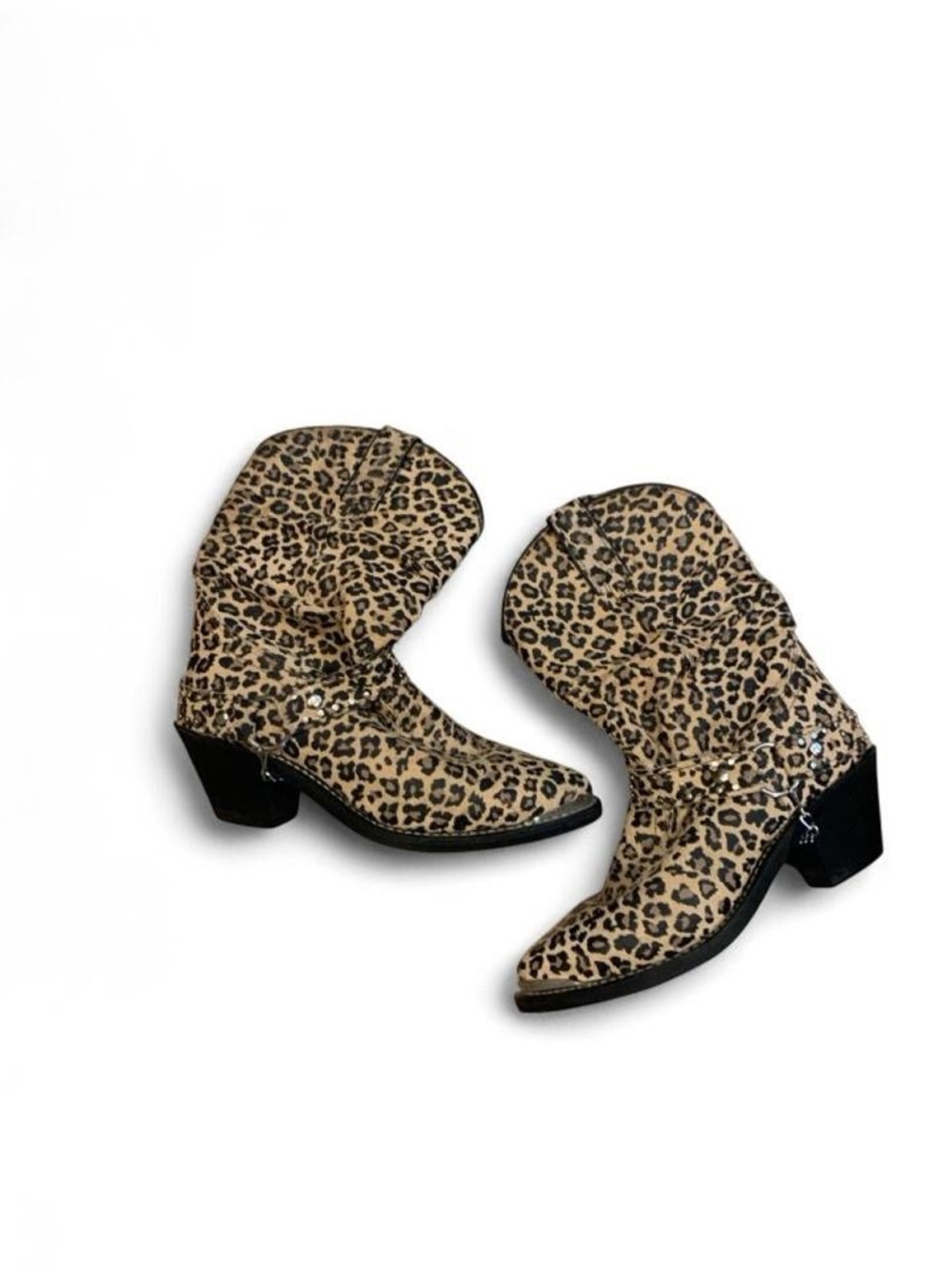 Shyanne Leopard Print Western Ankle Boots - Black & Tan
